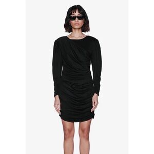 ANINE BING Alaia Long Sleeve Ruched Dress Draping Black NEW with tags